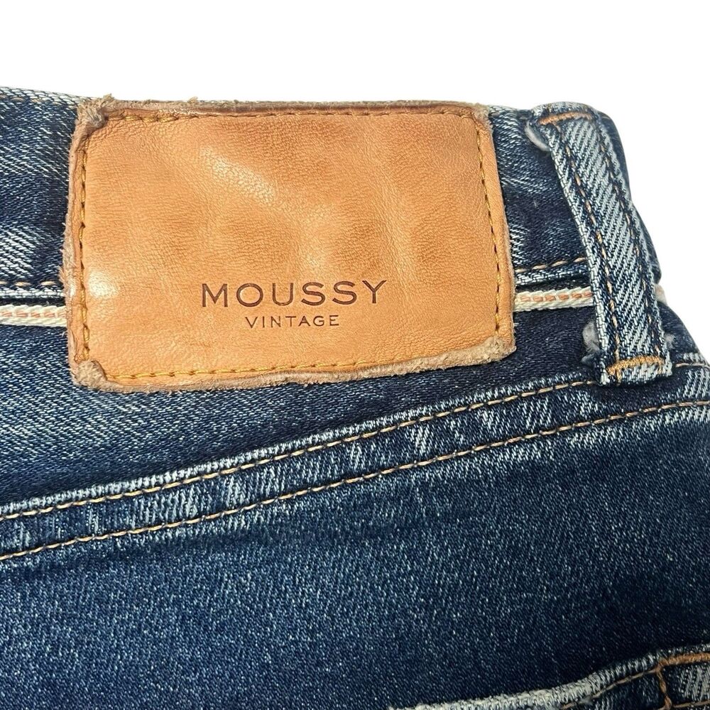 MOUSSY Jeans Straight Leg Button Fly High Waist Blue Denim Women's Size 26 - Picture 4 of 9